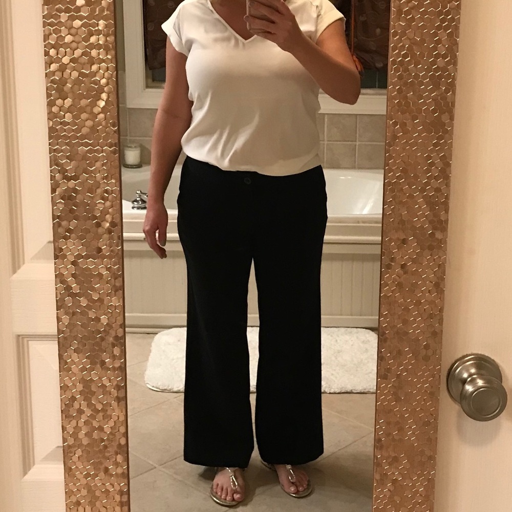 Black dress, work pants